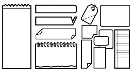 Vector bullet journal elements stickers notes paper tags banners vector