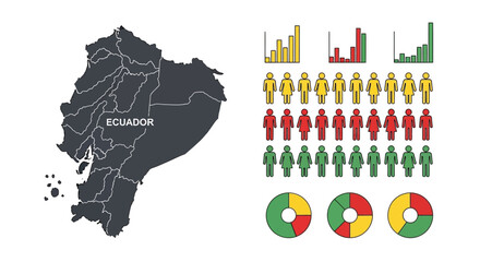 Ecuador population statistics demographic data analysis infographic vector