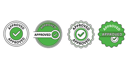 Approved stamp vector design element collection green check mark icon vector