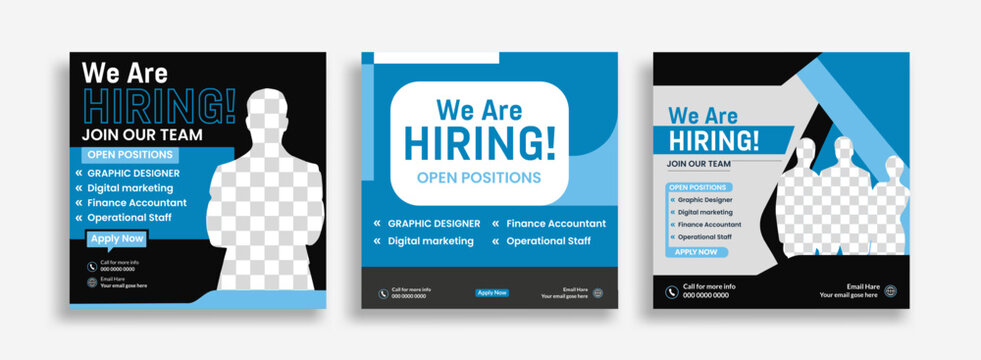 Job opportunity social media post template we are hiring join team	
