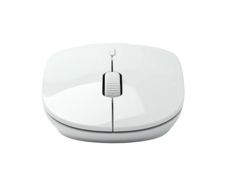 Clean, simple white computer mouse isolated against black