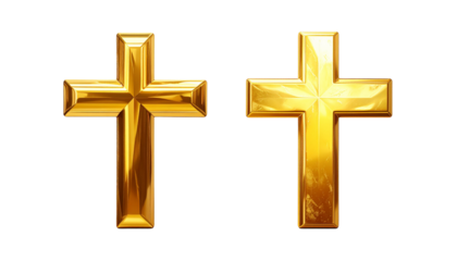 Pair of Golden Cross Variations isolated on transparent background