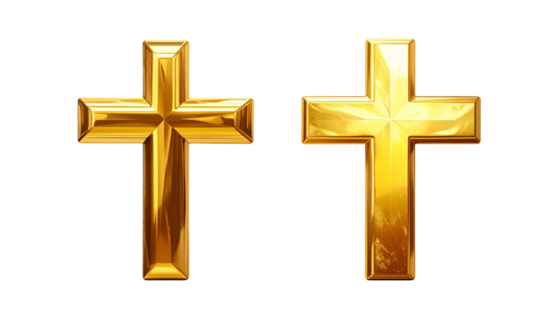 Pair of Golden Cross Variations isolated on transparent background