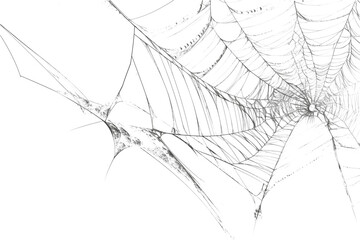 Spider web in a detailed closeup view