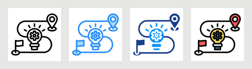Innovation Roadmap Icon Collection Set Multiple Style