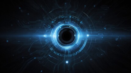 Futuristic Digital Eye Circuit Board Background Cybersecurity Concept