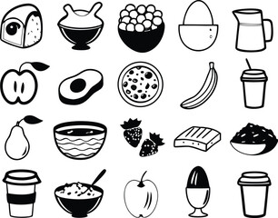 Healthy breakfast icons bundle vector scalable eps illustration for diverse designs