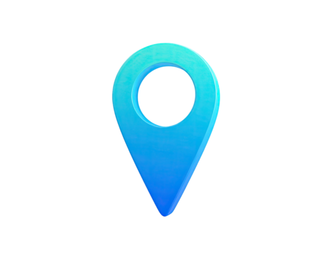 Blue map pin with gradients on a black background