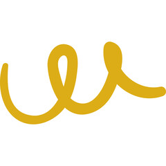 Golden yellow abstract doodle swirl on transparent background simple graphic design element representing playful movement and organic shapes