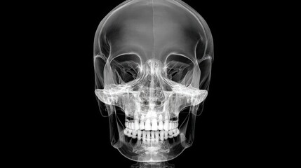 High-Resolution X-Ray Style Image of Human Skull Face and Jaw
