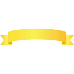 Golden Yellow Curved Ribbon Banner with Frayed Edges Isolated on White Background for Text Overlay and Decoration