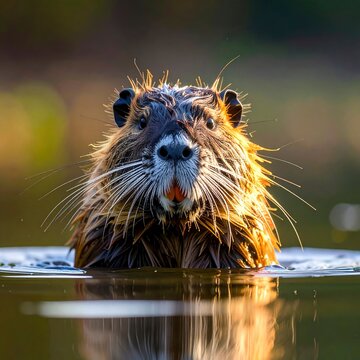 Nutrias Gaze - A Close-Up in the Water.