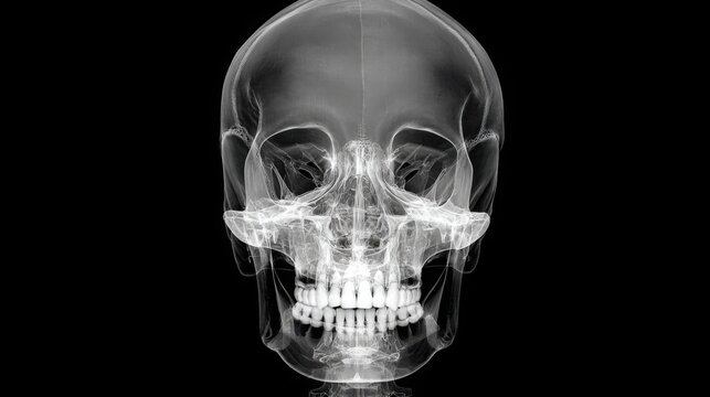 High-Resolution X-Ray Style Image of Human Skull Face and Jaw - Powered by Adobe
