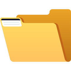 Golden Yellow Folder Icon With White Tab Detail Simple Graphic Illustration Clean Vector Design For Data Organization And Document Management With Transparent Background