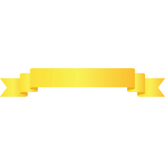 Golden Yellow Gradient Ribbon Banner With Pointed Ends Isolated On White Background For Text Or Design Elements