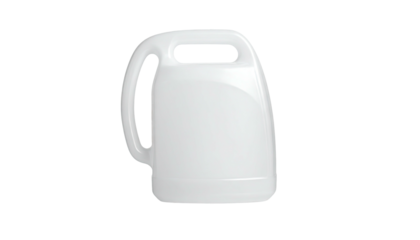 White, handle-topped, plastic container isolated on a black backdrop