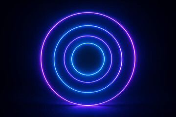 Digital Pulse – Neon Rings Expanding in Dark Space