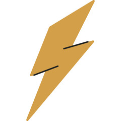 Golden Yellow Lightning Bolt Symbol with Black Accents Isolated on White Background Dynamic Energy Concept