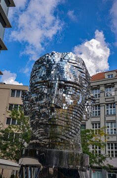 Czech Republic, Prague September 6, 2025, Franz Kafka's rotating head sculpture is one of the most popular tourist attractions in Prague.A sculpture by David Černy in Prague. 
