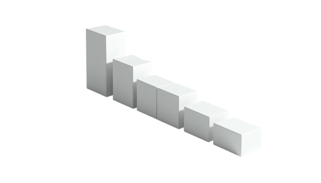White block formation descends diagonally over a black background