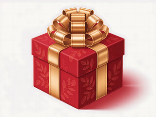 Elegant Red Gift Box with Golden Ribbon and Bow for Celebrations