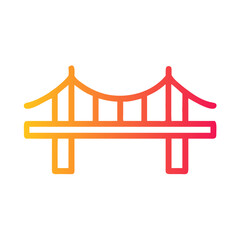 a flat gradient outline icon of a bridge for web and graphic design.