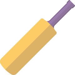 Flat Design Cricket Bat With A Purple Handle On A Transparent White Background