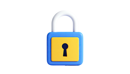Blue lock with yellow center and keyhole