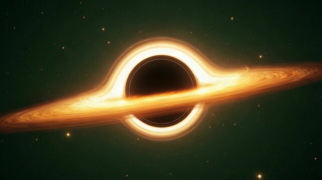 Black hole with accretion disk in deep space with stars