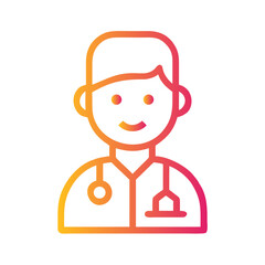 a flat gradient outline icon of a doctor for web and graphic design.