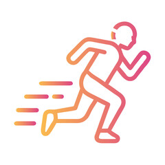 a flat gradient outline icon of a fast running athlete for web and graphic design.