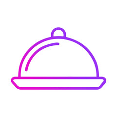 a flat gradient outline icon of a food cloche for web and graphic design.
