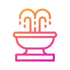 a flat gradient outline icon of a fountain for web and graphic design.