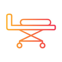 a flat gradient outline icon of a hospital stretcher for web and graphic design.