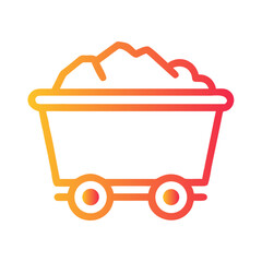 a flat gradient outline icon of a mining cart for web and graphic design.