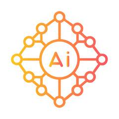 a flat gradient outline icon of an ai network for web and graphic design.