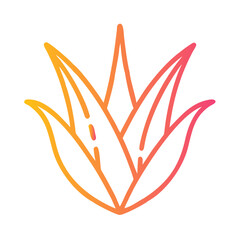 a flat gradient outline icon of an aloe leaf for web and graphic design.