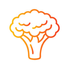 a flat gradient outline icon of broccoli for web and graphic design.
