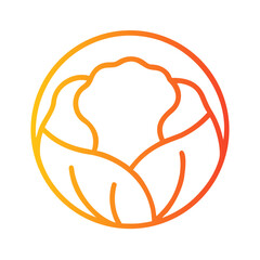 a flat gradient outline icon of brussels sprout for web and graphic design.