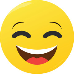 A simple yellow circular face with a joyful expression and open mouth high quality