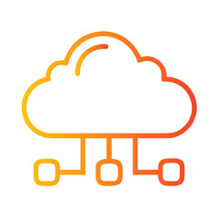 a flat gradient outline icon of cloud computing node for web and graphic design.