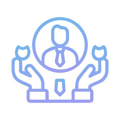 a flat gradient outline icon of employee rights for web and graphic design.