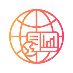 a flat gradient outline icon of global data for web and graphic design.