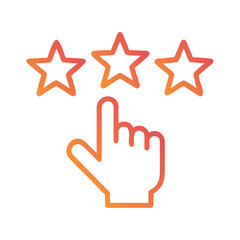 a flat gradient outline icon of hand selecting star for web and graphic design.