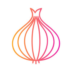 a flat gradient outline icon of onion for web and graphic design.