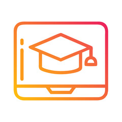 a flat gradient outline icon of online education for web and graphic design.
