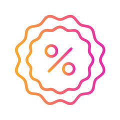 a flat gradient outline icon of percentage discount for web and graphic design.