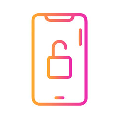 Obraz premium a flat gradient outline icon of smartphone unlock for web and graphic design.