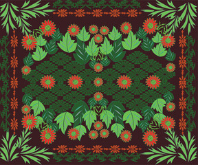 seamless floral pattern, green rain forest 