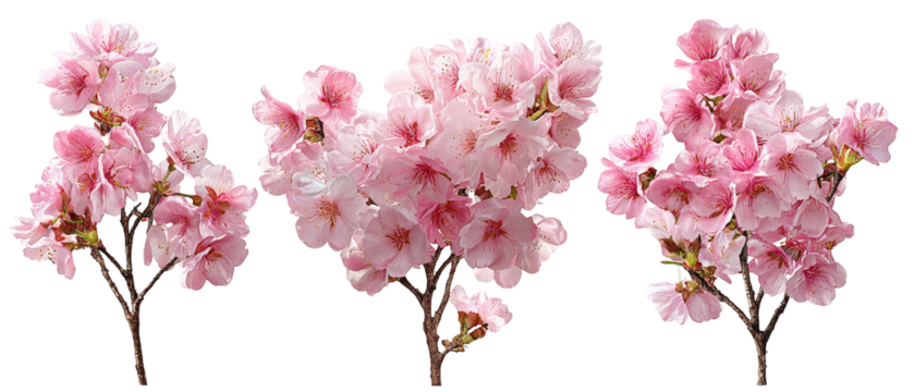 A vibrant arrangement of delicate pink cherry blossoms showcasing their intricate petals and branches, set against a neutral background, ideal for nature-themed designs and decorations